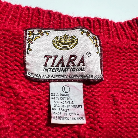 Vintage Ugly Christmas Sweater TIARA Cardigan Sweater Womens Large 90’s - Picture 2 of 16